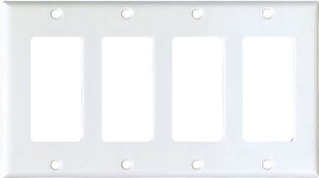 Eaton Cooper Wiring 2164W-BOX Wallplate, 4-1/2 in L, 8.19 in W, 4 -Gang, Thermoset, White, High-Gloss