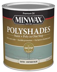 Minwax PolyShades 613944444 Interior Wood Stain, Satin, Vintage Blue, Liquid, 1 qt