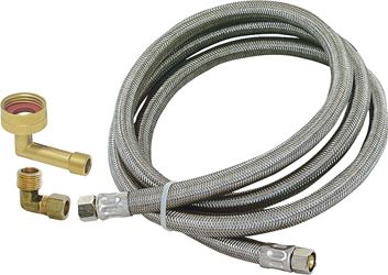 Ez-Flo 41045 Braided Dishwasher Connector Hose, 3/8 in Inlet, Compression Inlet, 3/8 in Outlet, Compression Outlet