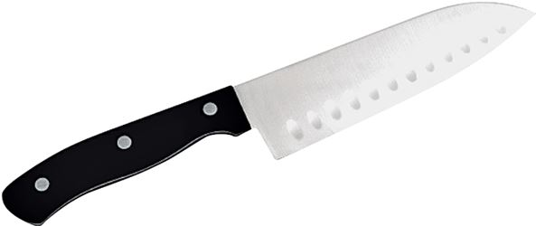 Chef Craft SELECT Series 21671 Santoku Knife, 6-1/2 in L Blade, Stainless Steel Blade, POM Handle, Black Handle