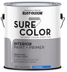 Rust-Oleum Sure Color 380224 Interior Wall Paint, Eggshell, Storm Gray, 1 gal, Can, 400 sq-ft Coverage Area, Pack of 2