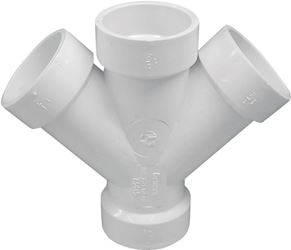 IPEX 192352 Double Pipe Wye, 2 in, Hub, PVC, White, SCH 40 Schedule