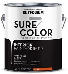 Rust-Oleum Sure Color 380216 Interior Wall Paint, Flat, Black, 1 gal, Can, 400 sq-ft Coverage Area, Pack of 2