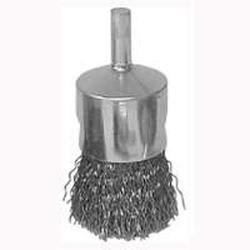 Weiler 36048 Wire Wheel Brush, 1 in Dia, 1/4 in Arbor/Shank, 0.014 in Dia Bristle, Carbon Steel Bristle