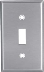 Eaton 93071-BOX1 Wallplate, 4-1/2 in L, 2-3/4 in W, 1-Gang, Stainless Steel, Clear, Satin