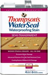 Thompsons WaterSeal TH.092201-16 Wood Sealer, Semi-Transparent, Liquid, Harvest Gold, 1 gal, Pack of 4