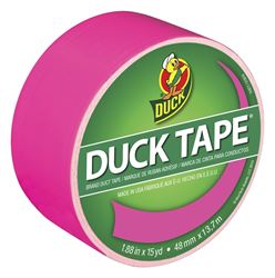 Duck 1265016 Duct Tape, 15 yd L, 1.88 in W, Vinyl Backing, Neon Pink