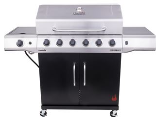 Char-Broil 463229021 Gas Grill, 60,000 Btu, Liquid Propane, 6-Burner, Chefs Tray, 10,000 BTU Side Burner, Cabinet Storage