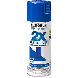 Rust-Oleum Painters Touch 2X Ultra Cover 334032 Spray Paint, Gloss, Deep Blue, 12 oz, Aerosol Can