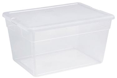 Sterilite 16598008 Storage Box, 56 qt Capacity, Plastic, Clear/White, Pack of 8