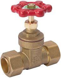 B & K ProLine Series 100-804NL Gate Valve, 3/4 in Connection, Compression, 200/125 psi Pressure, Bronze/Brass Body