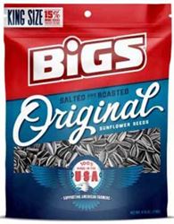 Bigs 500915 Sunflower Seed, 5.35 oz, Resealable Bag, Pack of 12