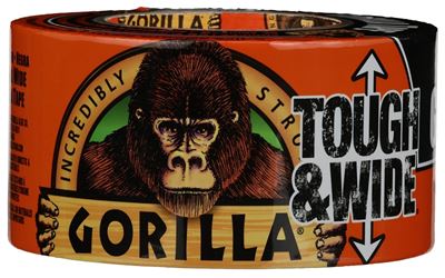 Gorilla 6003001 Duct Tape, 25 yd L, 3 in W, Cotton/Polymer Backing, Black