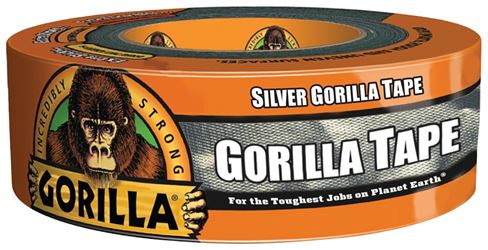 Gorilla 105634 Duct Tape, 30 yd L, 1.88 in W, Polyethylene Backing, Silver