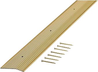 M-D 79244 Carpet Trim, 36 in L, 2 in W, Fluted Surface, Aluminum, Satin Brass