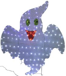 Hometown Holidays 72721 Pre-Lit 2D Ghost Halloween Decoration, 43 in H, White, Internal Light/Music: Internal Light