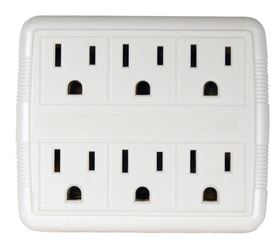PowerZone OR801011 Outlet Tap, 125 V, 6-Outlet, White