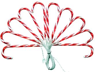 Hometown Holidays 60503 Candy Cane Lawn Stake, 125 V, 10 W, 100-Lamp, White Light, 4200 hr Average Life, Pack of 12