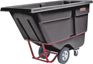 Rubbermaid 1305BLK Tilt Truck, 750 lb Load, 0.5 cu-yd, 3-Caster, Steel Frame, Black, 60-1/2 in OAL, 28 in OAW