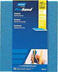 Norton ProSand 82083 Sanding Sponge, 5-1/2 in L, 4-1/2 in W, 220 Grit, Very Fine, Aluminum Oxide Abrasive