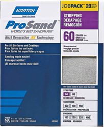 Norton ProSand 07660768175 Sanding Sheet, 11 in L, 9 in W, Coarse, 60 Grit, Aluminum Oxide Abrasive, Paper Backing