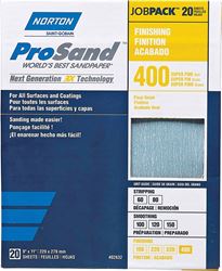 Norton ProSand 07660768165 Sanding Sheet, 11 in L, 9 in W, Super Fine, 400 Grit, Aluminum Oxide Abrasive, Paper Backing