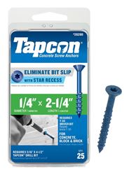 Tapcon 28280 Concrete Screw Anchor, 1/4 in Dia, 2-1/4 in L, Steel, Climaseal