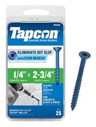 Tapcon 24285 Concrete Screw Anchor, 1/4 in Dia, 2-3/4 in L, Steel, Climaseal