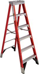 WERNER 7410 Step Ladder, 14 ft Max Reach H, 9-Step, 375 lb, Type IAA Duty Rating, 3 in D Step, Fiberglass