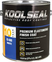 Kool Seal KS0063600-16 Elastomeric Roof Coating, White, 1 gal, Pail, Liquid, Pack of 4