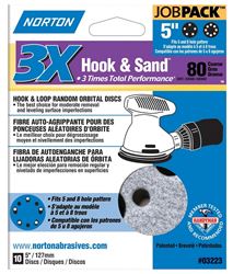 Norton 03223 Sanding Disc, 5 in Dia, 11/16 in Arbor, Coated, P80 Grit, Coarse, Alumina Ceramic Abrasive, Paper Backing