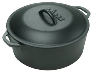 Lodge L10DOL3 Dutch Oven, 7 qt Capacity, Cast Iron, Black, Loop Handle