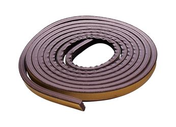 M-D 02592 Weatherstrip Tape, 3/8 in W, 17 ft L, EPDM Rubber, Brown, 12/PK