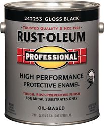 RUST-OLEUM PROFESSIONAL 242253 Protective Enamel, Gloss, Black, 1 gal Can, Pack of 2