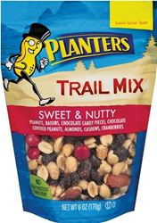 Planters 451995 Trail Mix, Nutty, Sweet, 6 oz, Bag, Pack of 12