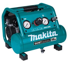 Makita QUIET Series MAC100Q Portable Electric Air Compressor, Tool Only, 1 gal Tank, 1/2 hp, 120 V, 135 psi Pressure