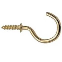 OOK 50351 Cup Hook, 7/8 in L, Brass, Pack of 12