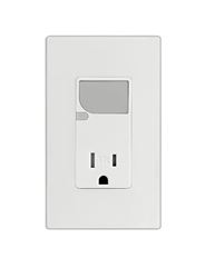 Leviton S04-T6525-00W Receptacle with LED Guide Light, 1 -Pole, 125 V, 15 A, Side Wiring, White