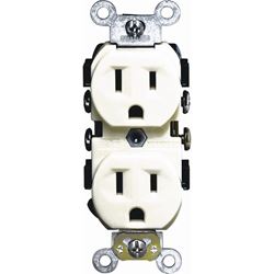 Leviton S01-0CR15-0IS Duplex Receptacle, 2 -Pole, 15 A, 125 V, Side Wiring, NEMA: 5-15R, Ivory