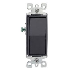 Leviton R65-05601-2ES Rocker Switch with Ground Screw, 15 A, 120/277 V, SPST, Lead Wire Terminal, Black