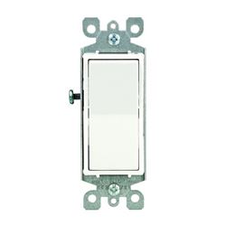 Leviton R72-05613-2WS Rocker Switch with Ground Screw, 15 A, 120/277 V, 3-Way, Lead Wire Terminal, White