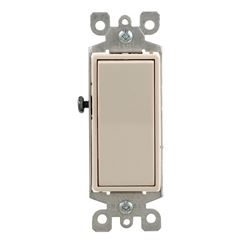 Leviton M36-05601-2TM Rocker Switch with Ground Screw, 15 A, 120/277 V, SPST, Lead Wire Terminal, Light Almond