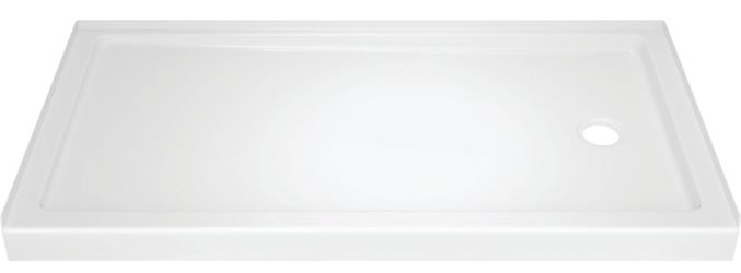 Delta 40094R Shower Base, 59.88 in L, 30-3/4 in W, 3-1/2 in H, Acrylic, White, Stud Installation