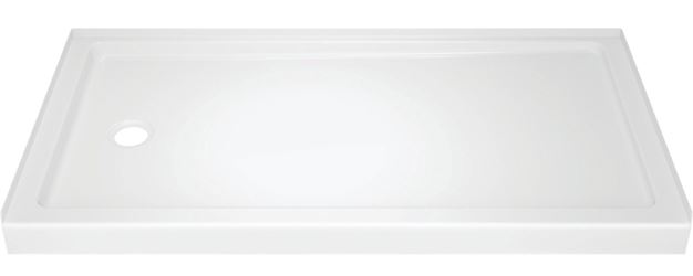 Delta 40094L Shower Base, 59.88 in L, 30-3/4 in W, 3-1/2 in H, Acrylic, White, Stud Installation