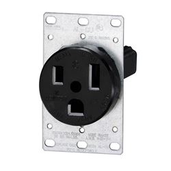 Leviton R10-05374-S00 Electrical Receptacle, 2 -Pole, 125/250 V, 50 A, NEMA: NEMA 6-50R, Black