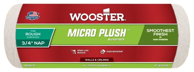 Wooster R249-9 Roller Cover, 3/4 in Thick Nap, Microfiber Cover, Green
