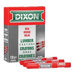 Dixon Ticonderoga 52000 Lumber Crayon, Red, 1/2 in Dia, 4-1/2 in L, Pack of 12
