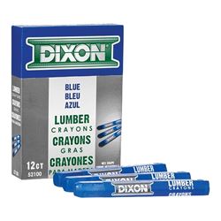 Dixon Ticonderoga 52100 Lumber Crayon, Blue, 1/2 in Dia, 4-1/2 in L, Pack of 12