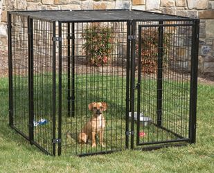 Stephens Pipe & Steel RSHBK11-11799 Dog Kennel with Sunblock Top, 5 ft OAL, 5 ft OAW, 4 ft OAH, Powder-Coated