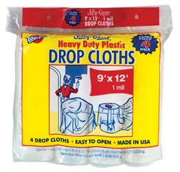 Warps JC-9124 Drop Cloth, 12 ft L, 9 ft W, Plastic, Pack of 6